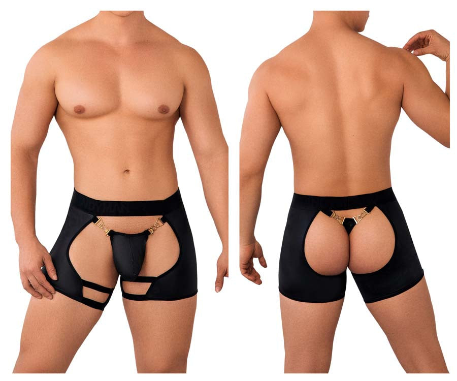 CandyMan 99637 Mens Statement Chaps Thongs with Chains Black