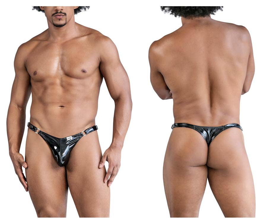 CandyMan 99819 Dom Thongs with Rings Gloss Black