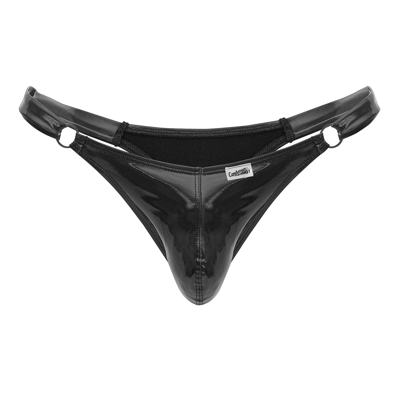 CandyMan 99819 Dom Thongs with Rings Gloss Black