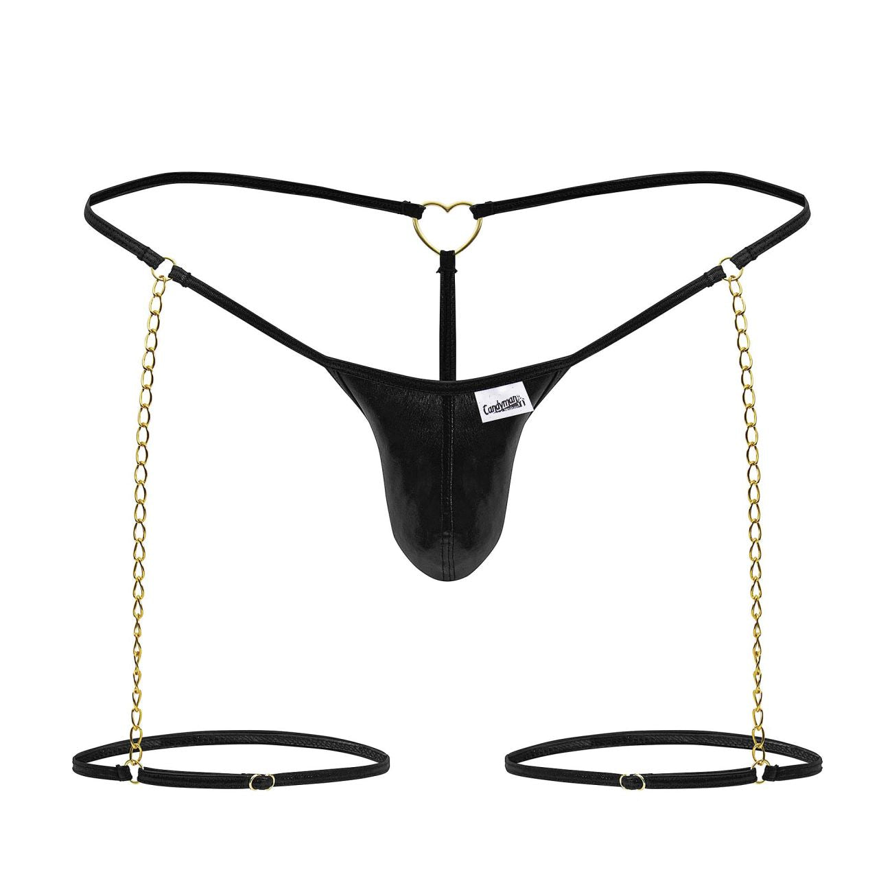 CandyMan 99827 Chain-Garter Thongs Black