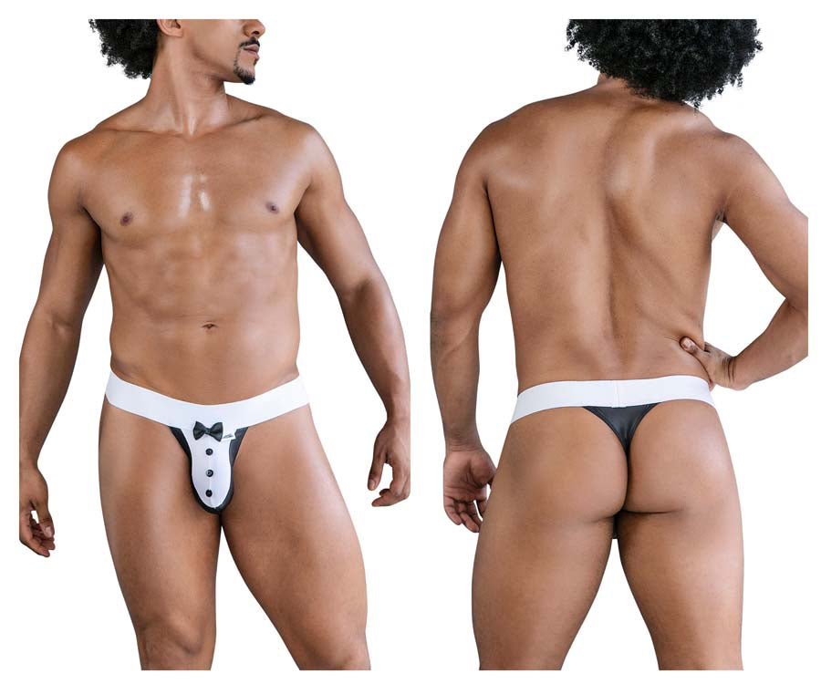 CandyMan 99846 Mens Costume Tuxedo Thongs Black & White