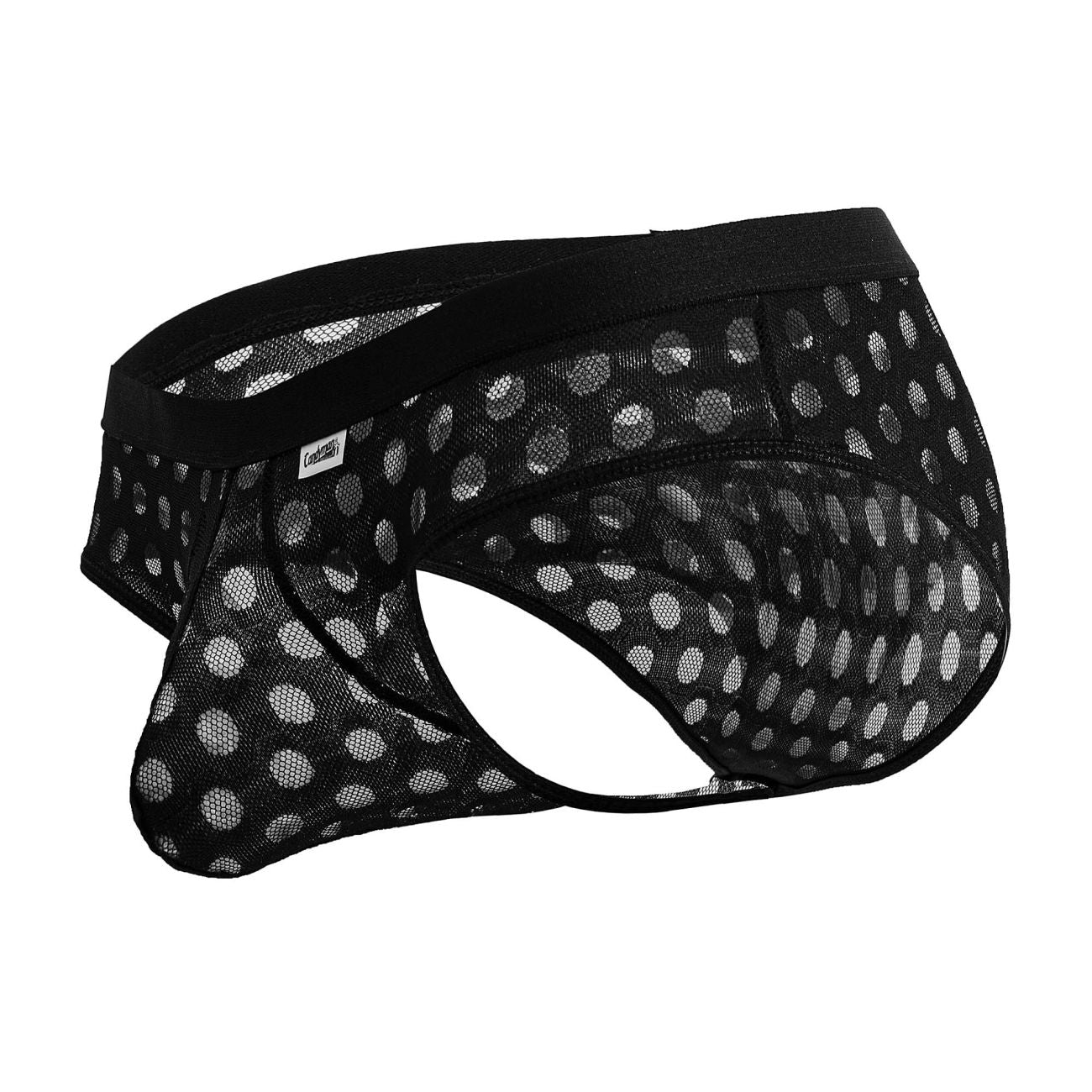 CandyMan 99855 Mens Sheer Polka Mesh Briefs Black