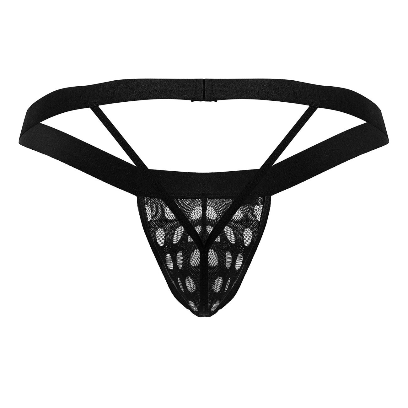 CandyMan 99856 Mens Sheer Polka Mesh Thong Black