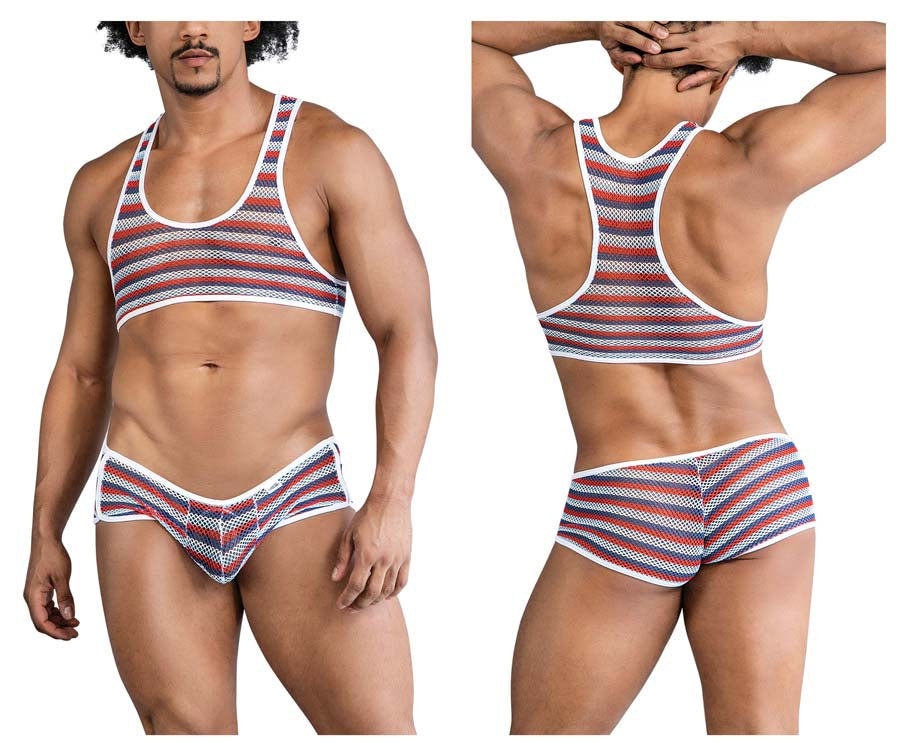 CandyMan 99859 Mens Sexy Two Piece Outfit Stripes