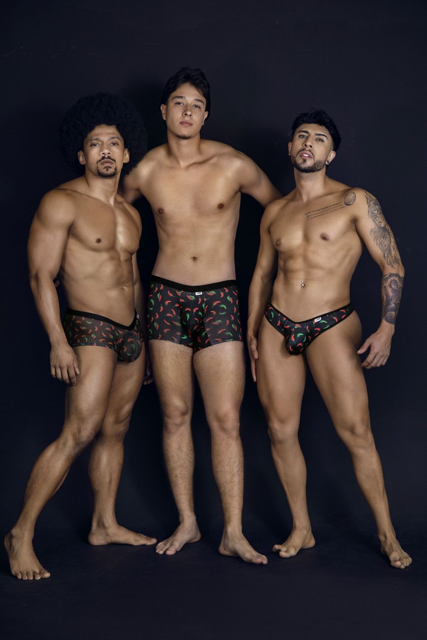 CandyMan 99875 Mens Breathable Mesh Chilli Pepper Thongs Black Print Plus Sizes