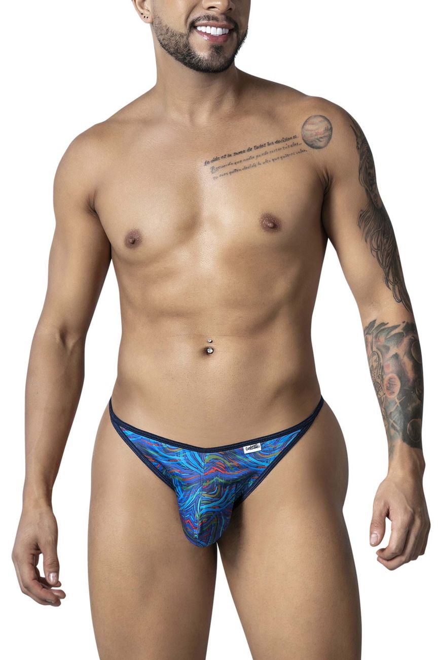 CandyMan 99875 Mens Seawater Breathable Mesh Thongs Multicolor Print Plus Sizes
