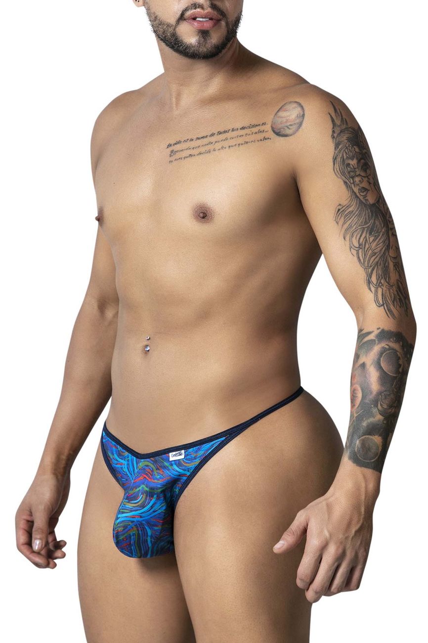 CandyMan 99875 Mens Seawater Breathable Mesh Thongs Multicolor Print Plus Sizes