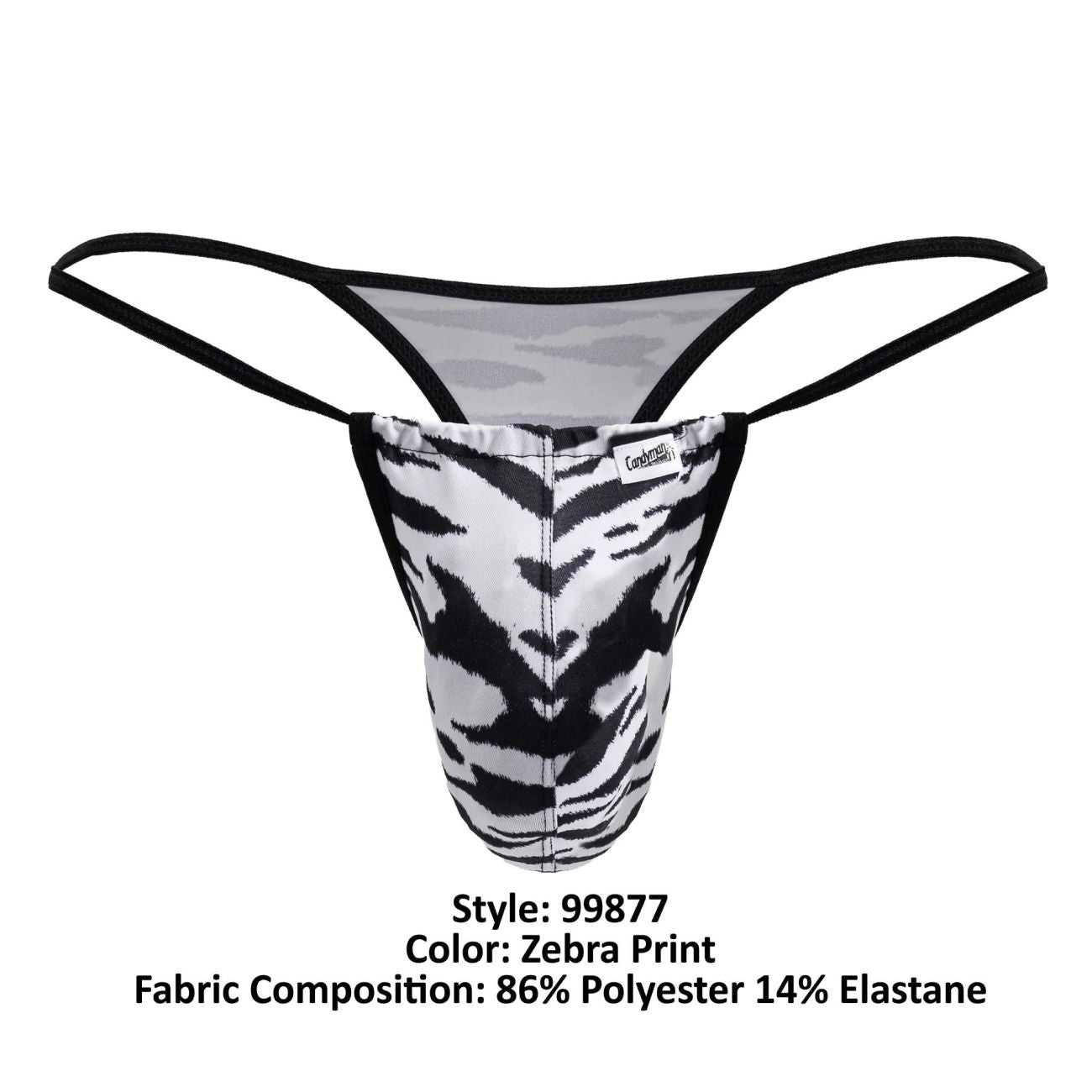 CandyMan 99877 Mens Wild Animal Thongs Zebra Print Plus Sizes