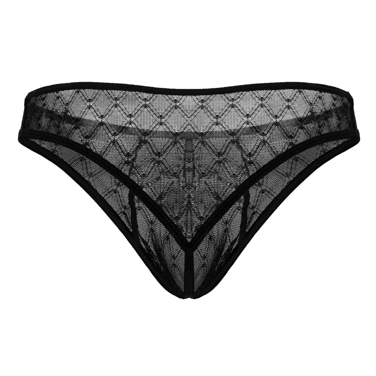 CandyMan 99894 Mens Geometric Mesh Briefs Black Plus Sizes