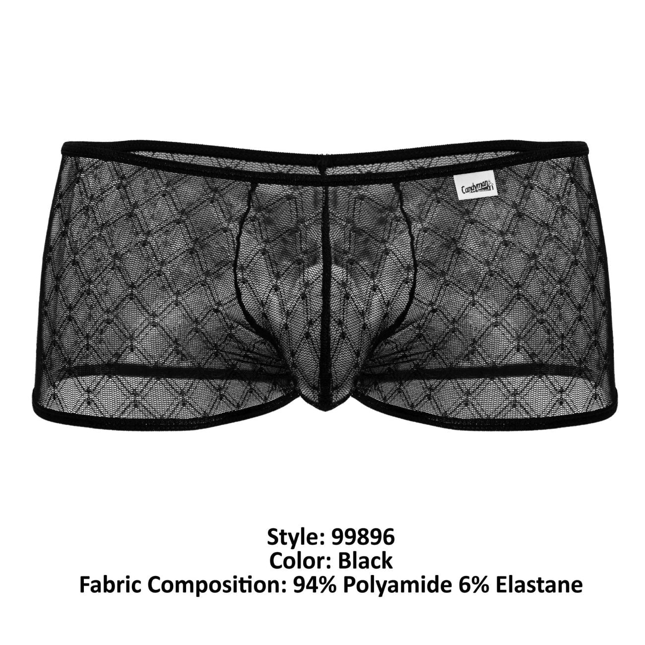 CandyMan 99896 Mens Geometric Mesh Trunks Black