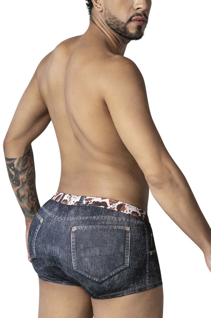 CandyMan 99904 Cowboy Mens Denim Animal Print Trunks Black