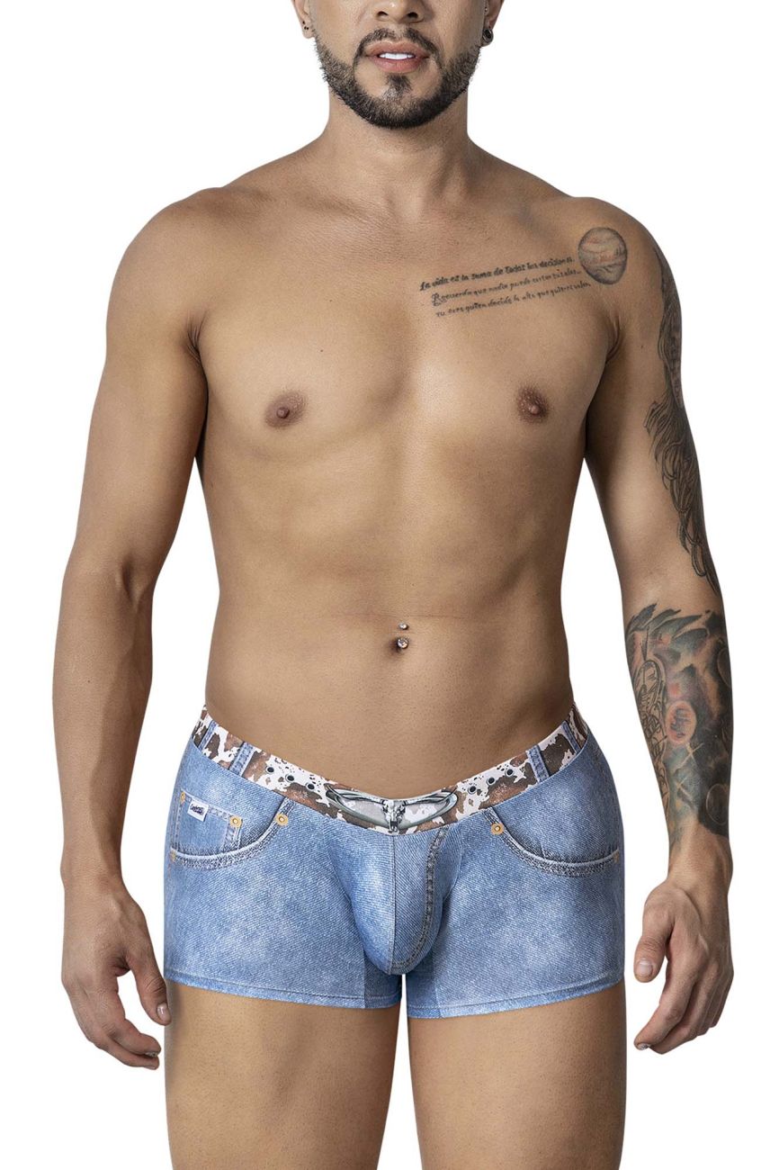 CandyMan 99904 Cowboy Mens Denim Animal Print Trunks Blue