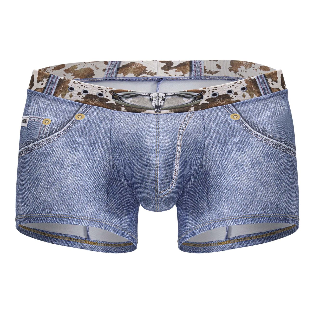 CandyMan 99904 Cowboy Mens Denim Animal Print Trunks Blue