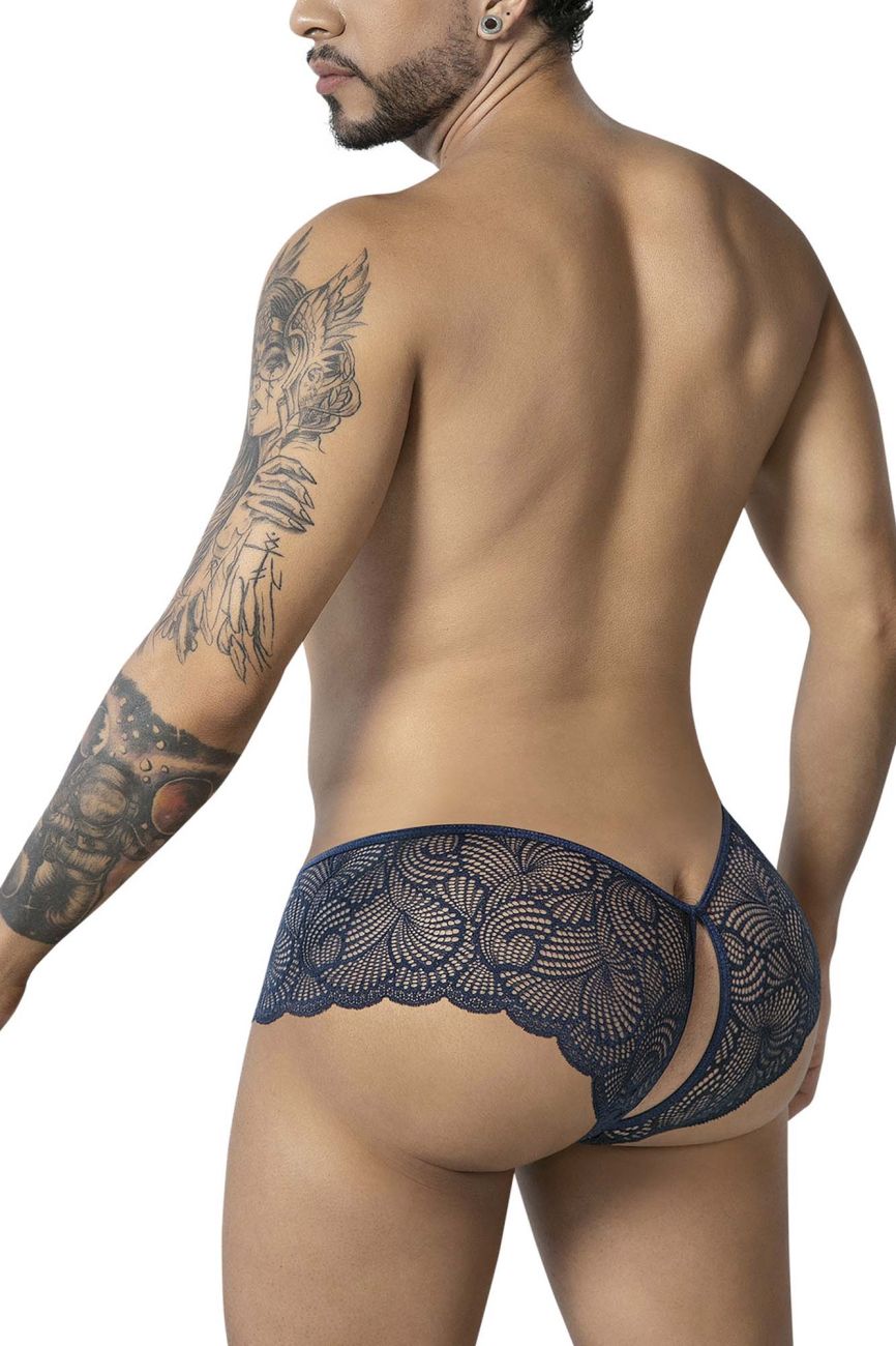 CandyMan 99907 Mens Sexy Lace Open Back Trunks Navy