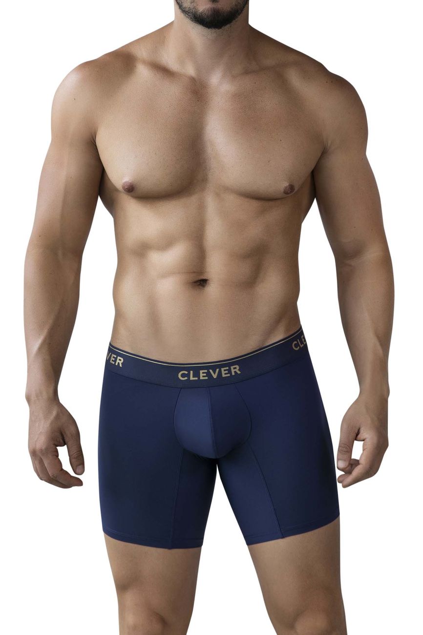 Clever 2027 Valladolid Mens Sleek Long Leg Boxer Briefs Dark Blue