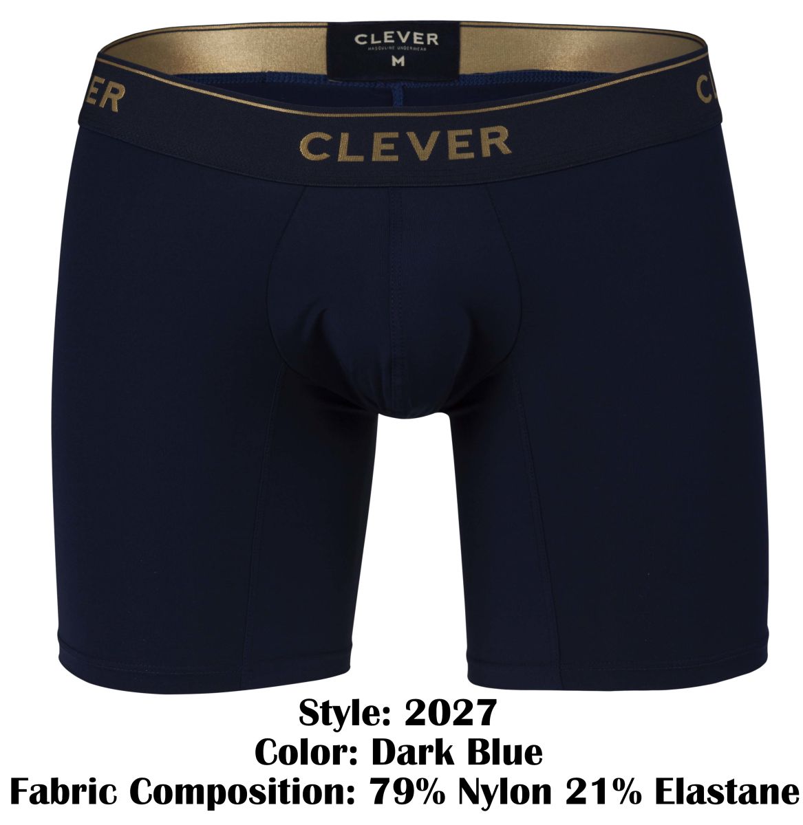 Clever 2027 Valladolid Mens Sleek Long Leg Boxer Briefs Dark Blue