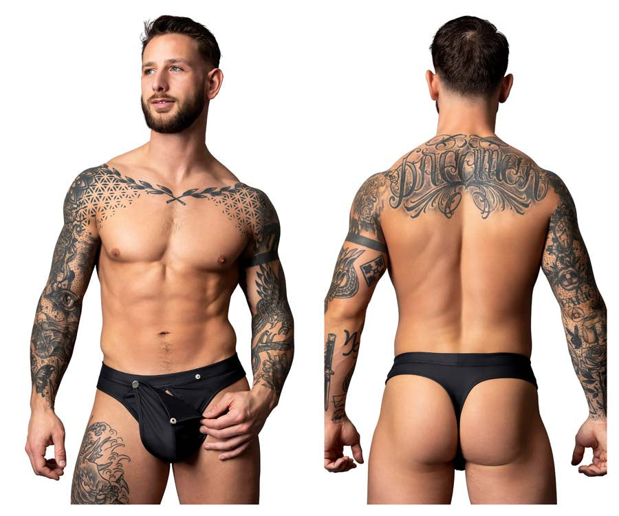 Male Power 410-298 Oh Snap Snap off front Male Thong Black