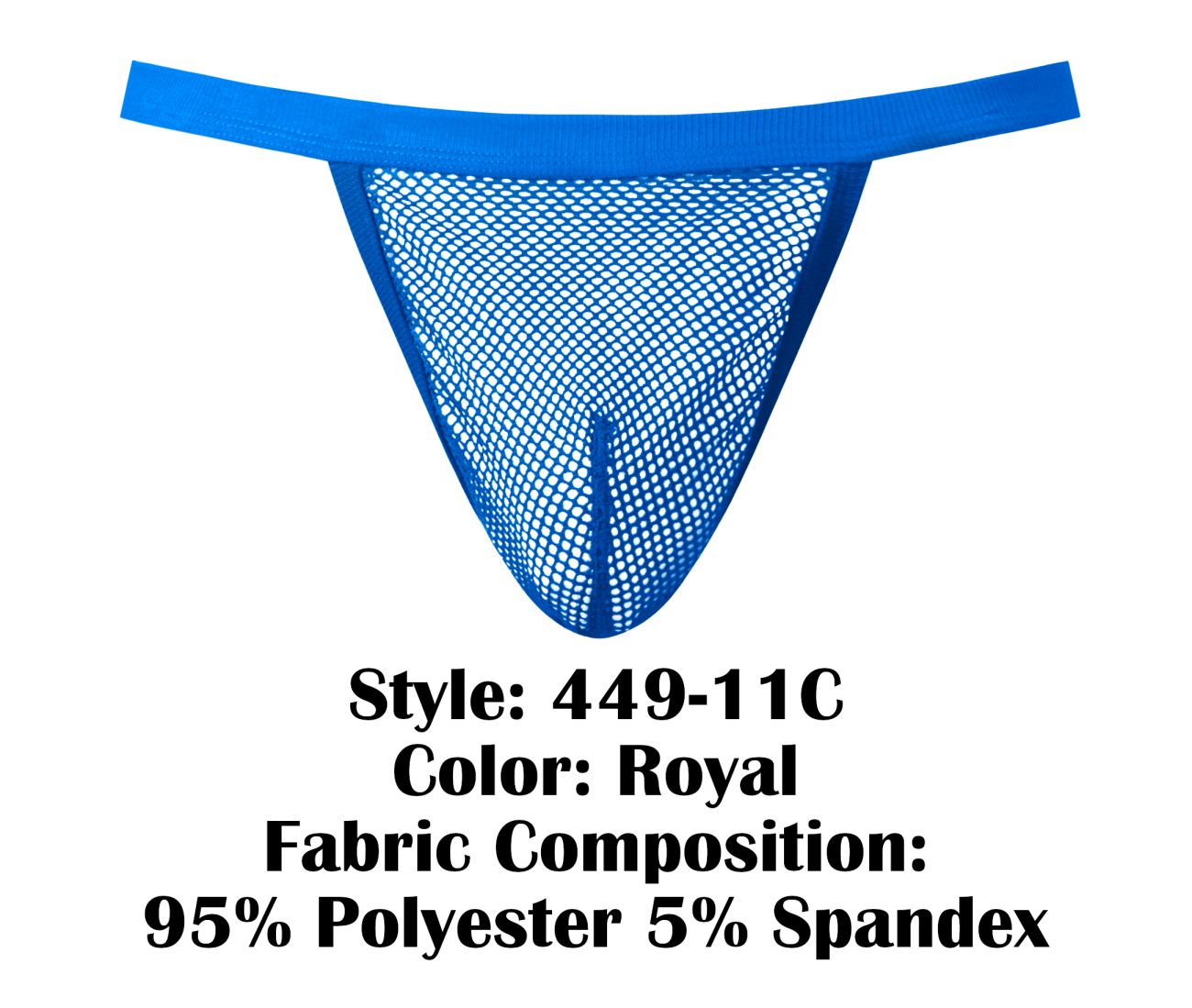 Male Power 449-11C Mens See Through Fishnet G-String Royal