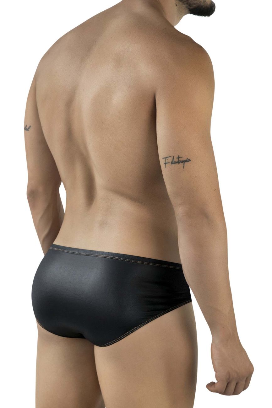 Pikante 2122 Glitters Mens Metallic Gold Front Briefs Black