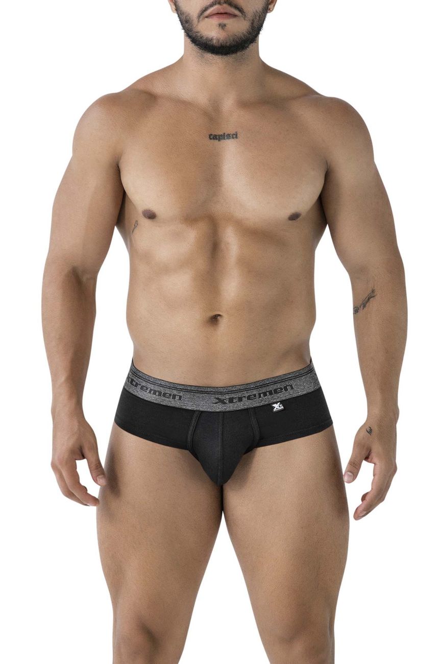 Xtremen 41315 Mens Cotton Blend Wide Side Briefs Black