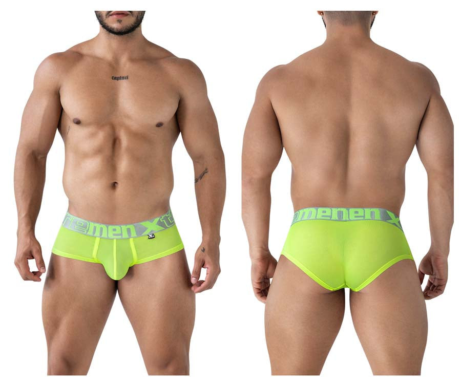 Xtremen 91236 Mens Sheer Microfiber Briefs Neon Green