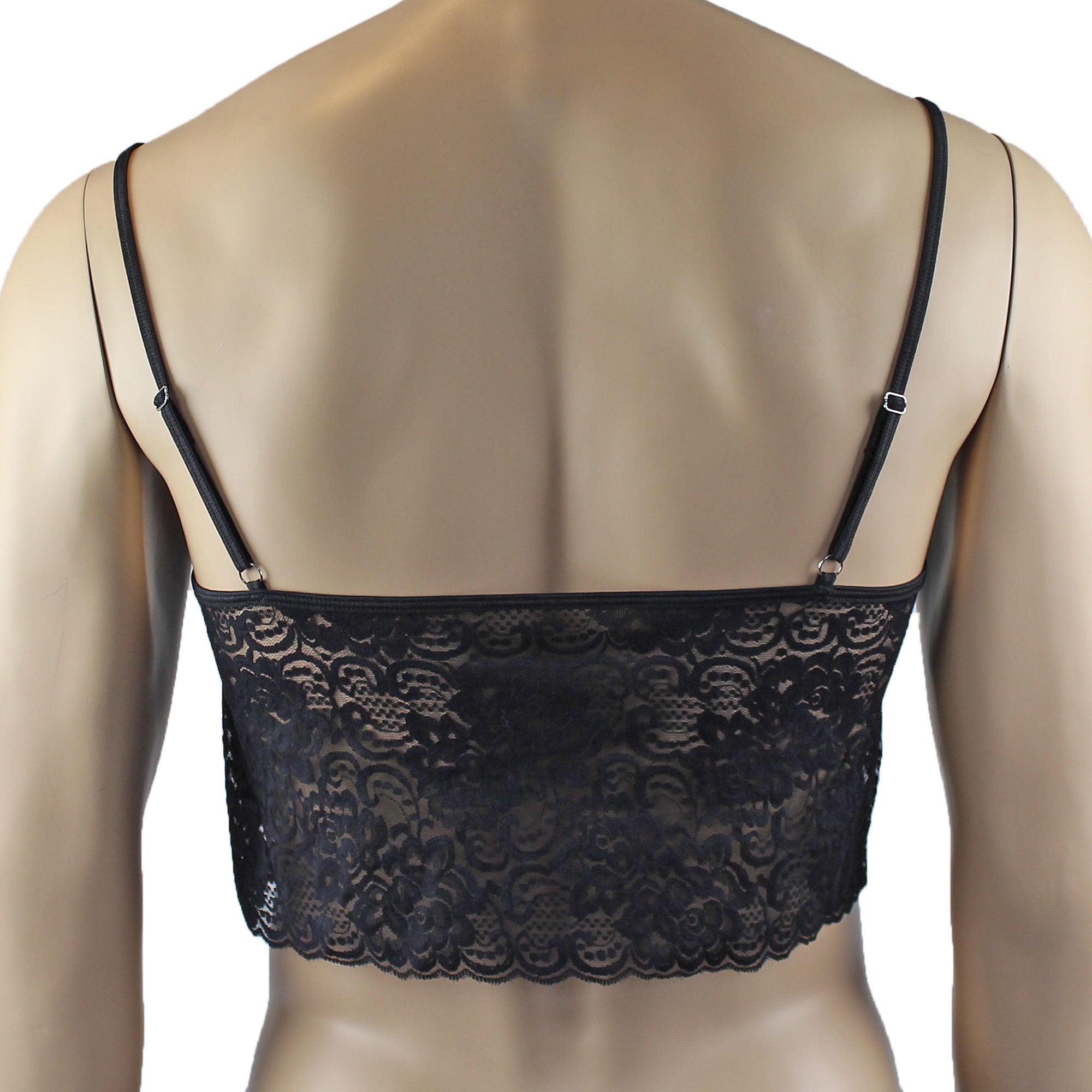 Mens Rebecca Pretty Floral Lingerie Lace Camisole Top with G string Black