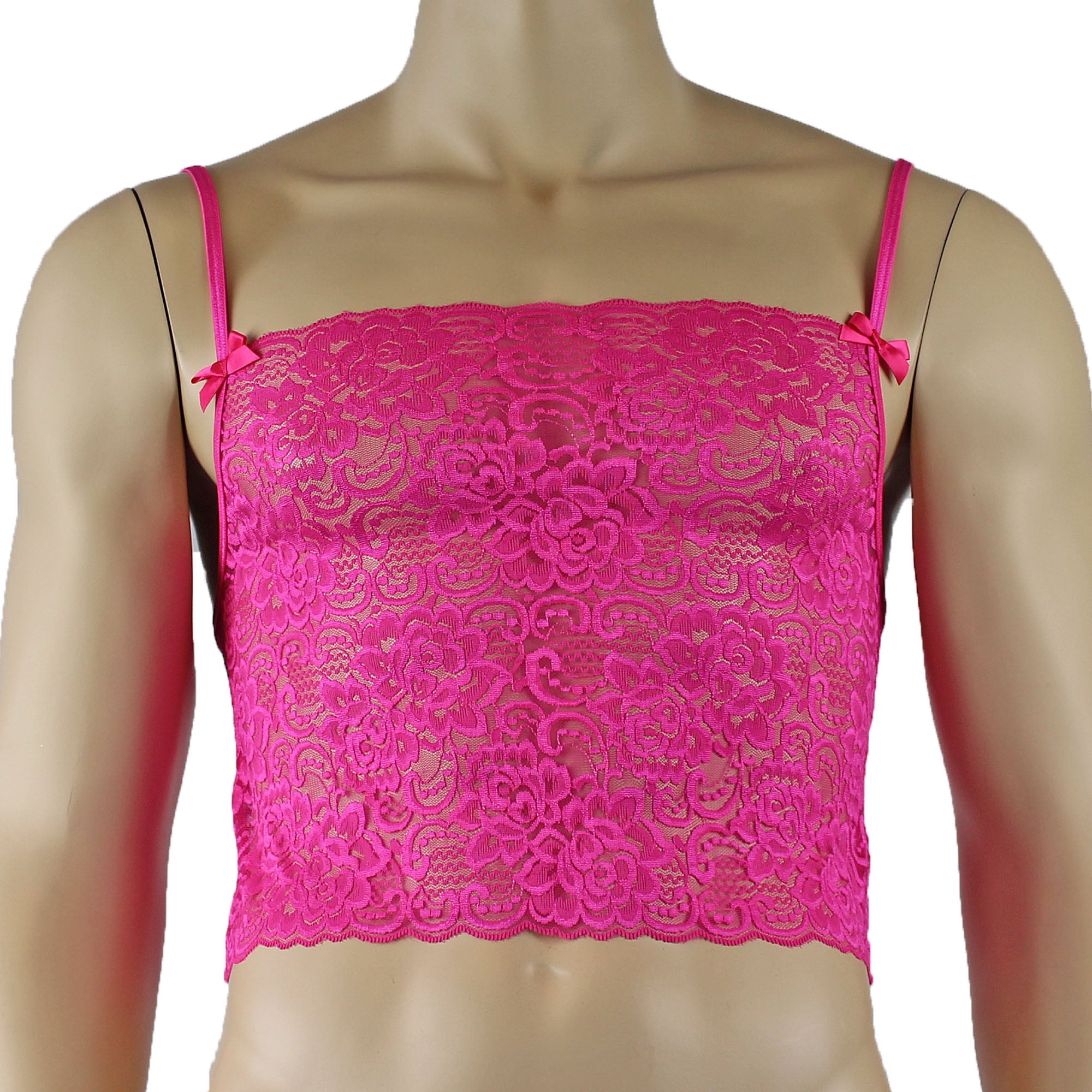 Mens Rebecca Pretty Lace Camisole Top Male Lingerie Hot Pink