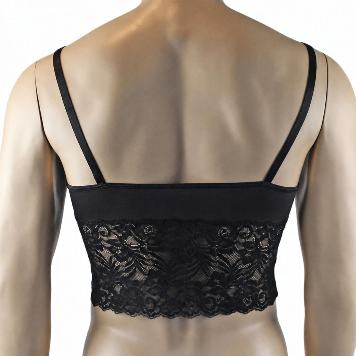 Mens Risque Camisole Top Boxer Briefs with Garters Black & Black Lace