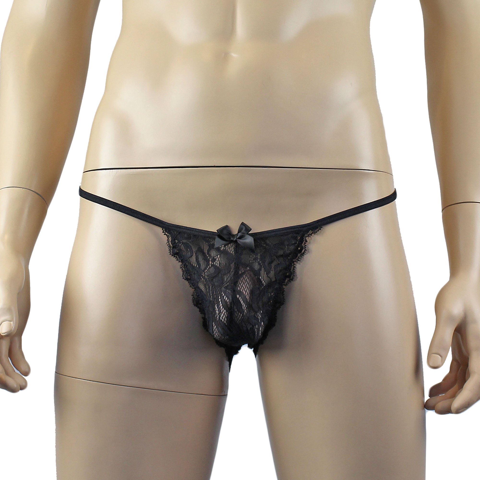 Mens Kristy Sexy Lace Pouch G string Panty Male Lingerie Black