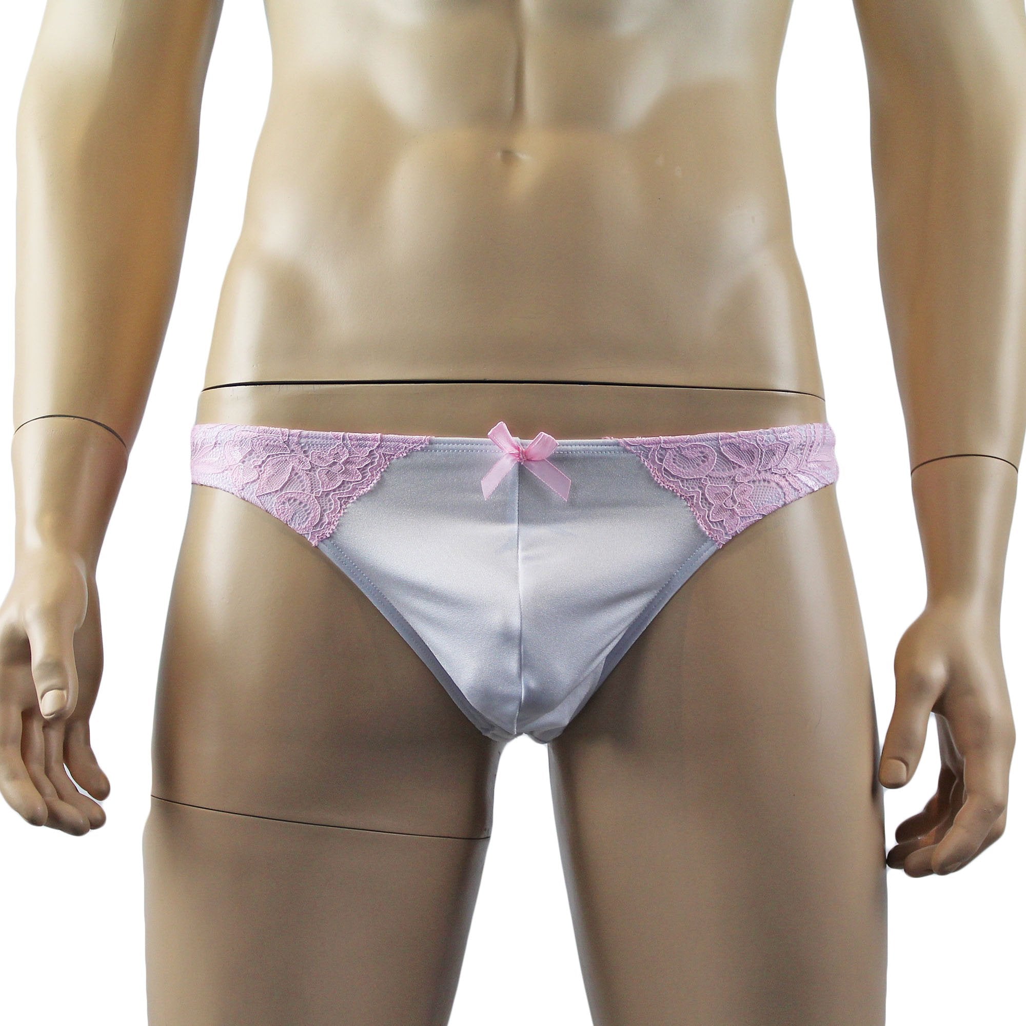 Mens Isabel Panty Stretch Spandex & Lace Thong with Sexy Back (white & pink lace plus other colours)