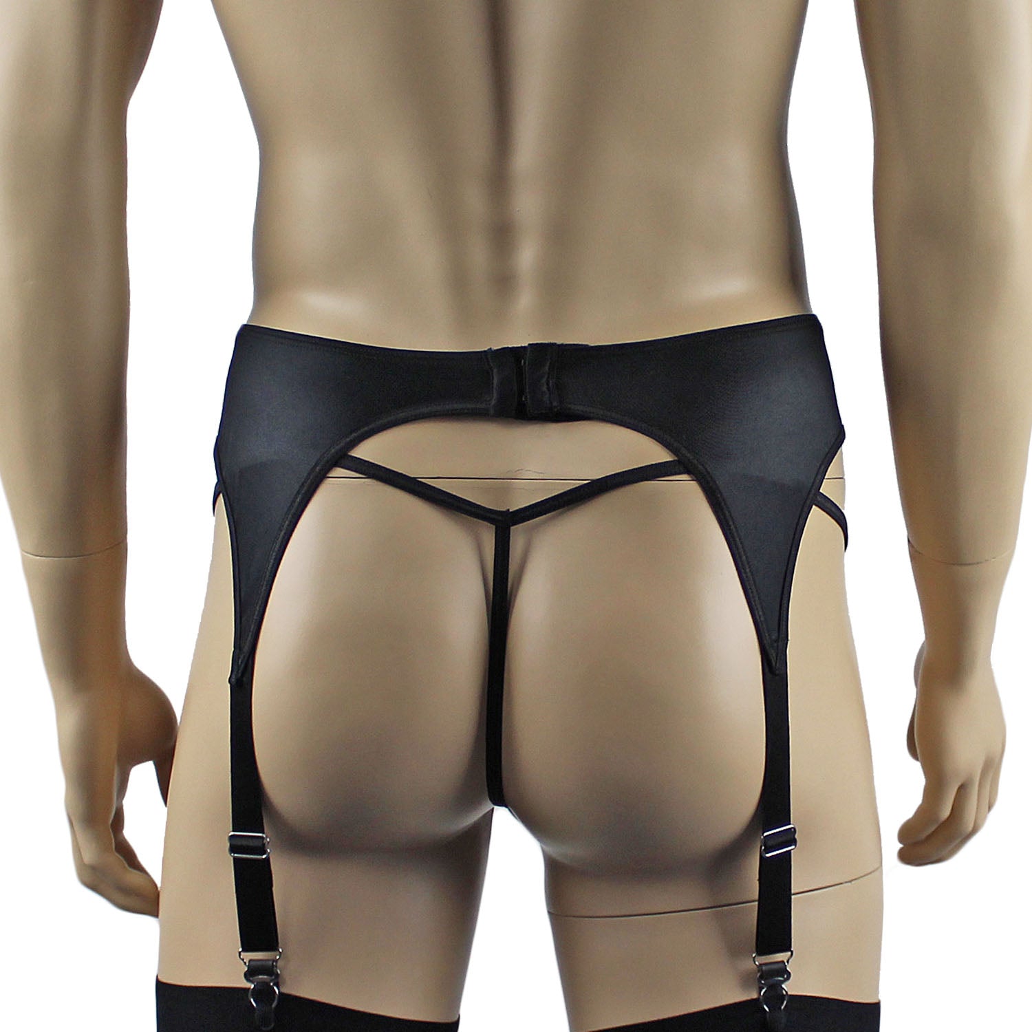 Mens Jenny Satin Spandex Garterbelt Lingerie Black or White