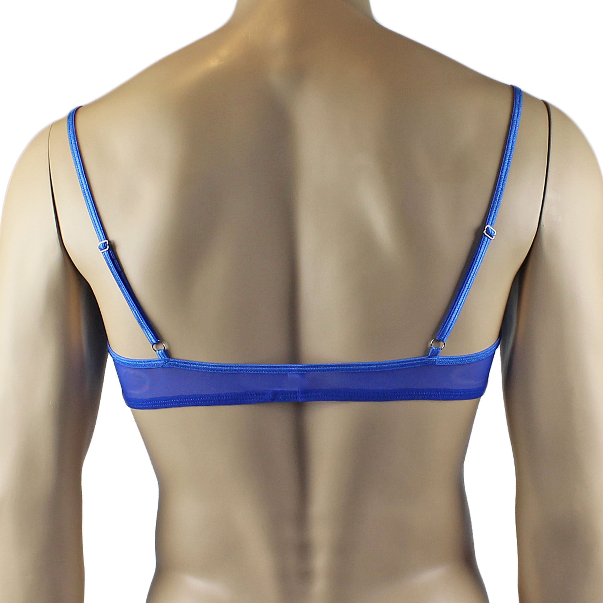 Mens Kristy Lace & Mesh Bra Top BR02L with thin Straps Blue