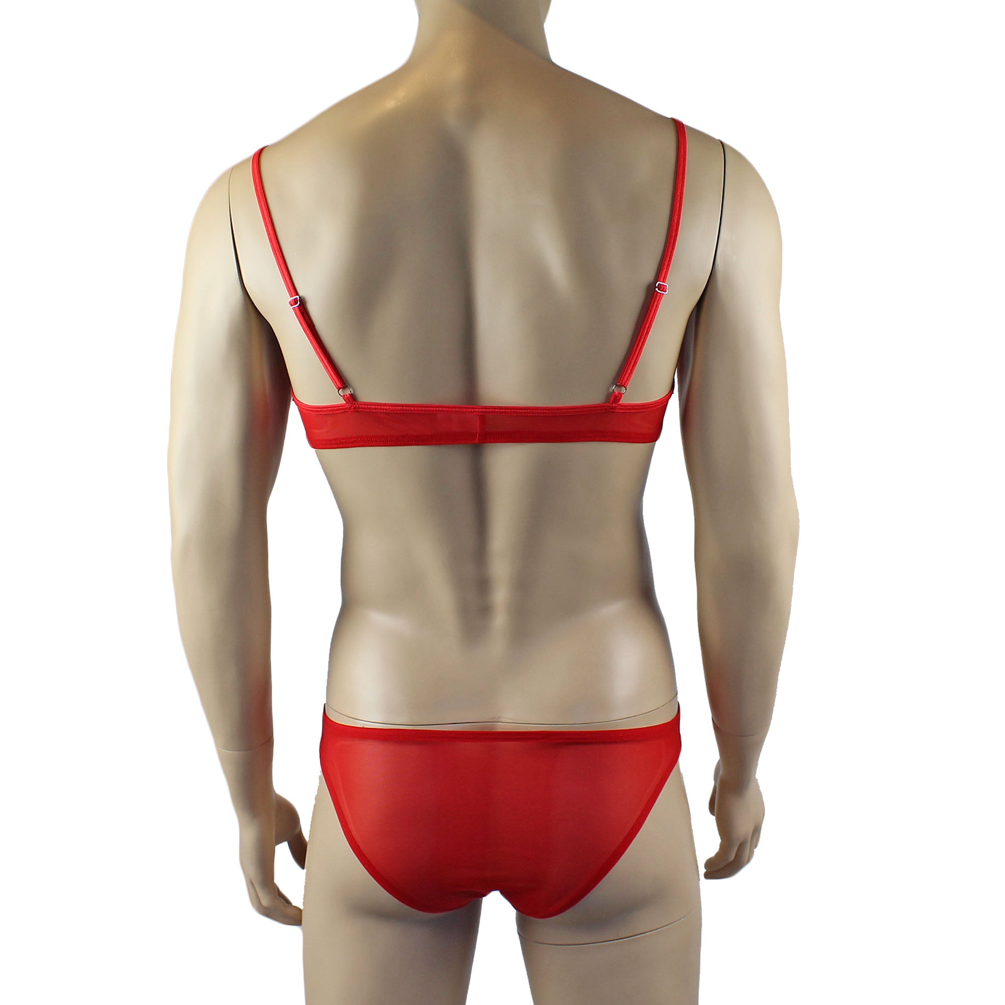 Mens Kristy Lace & Mesh Bra Top BR02L and Bikini Brief Red