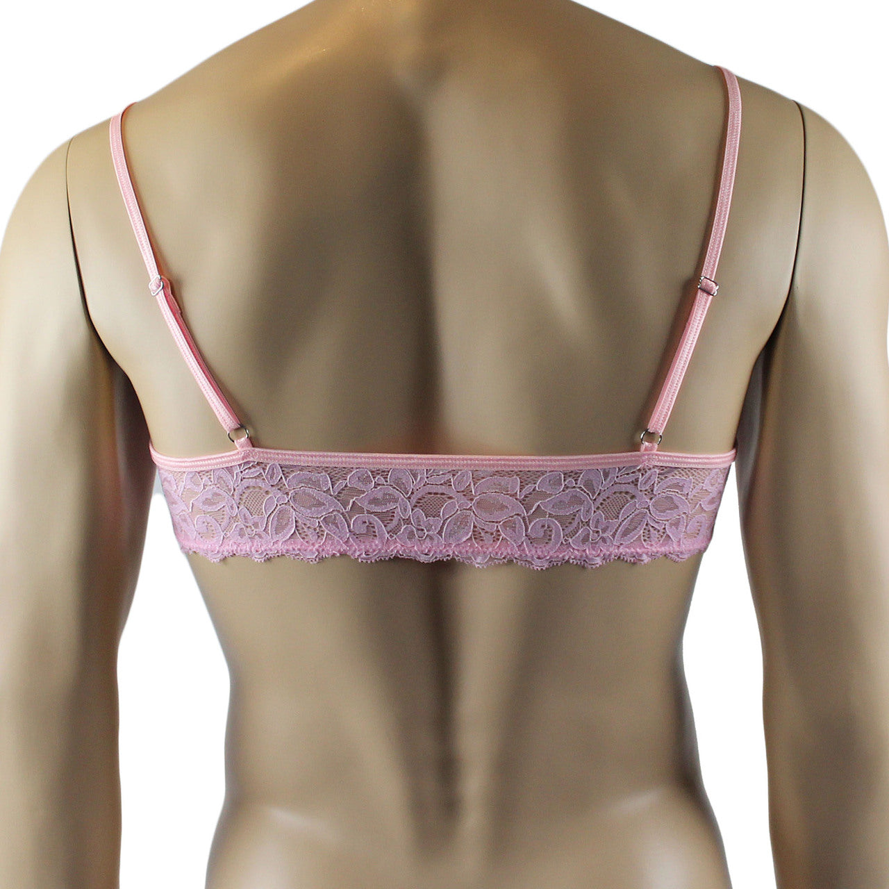 Mens Kristy Lingerie Lace Bra Top BR04G with thin Straps Light Pink