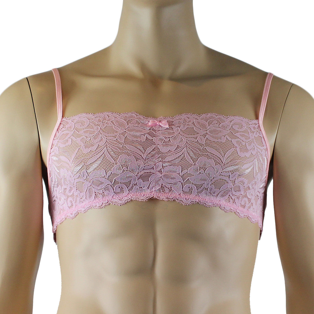 Mens Kristy Lingerie Lace Bra Top BR04G Boxer Briefs Light Pink