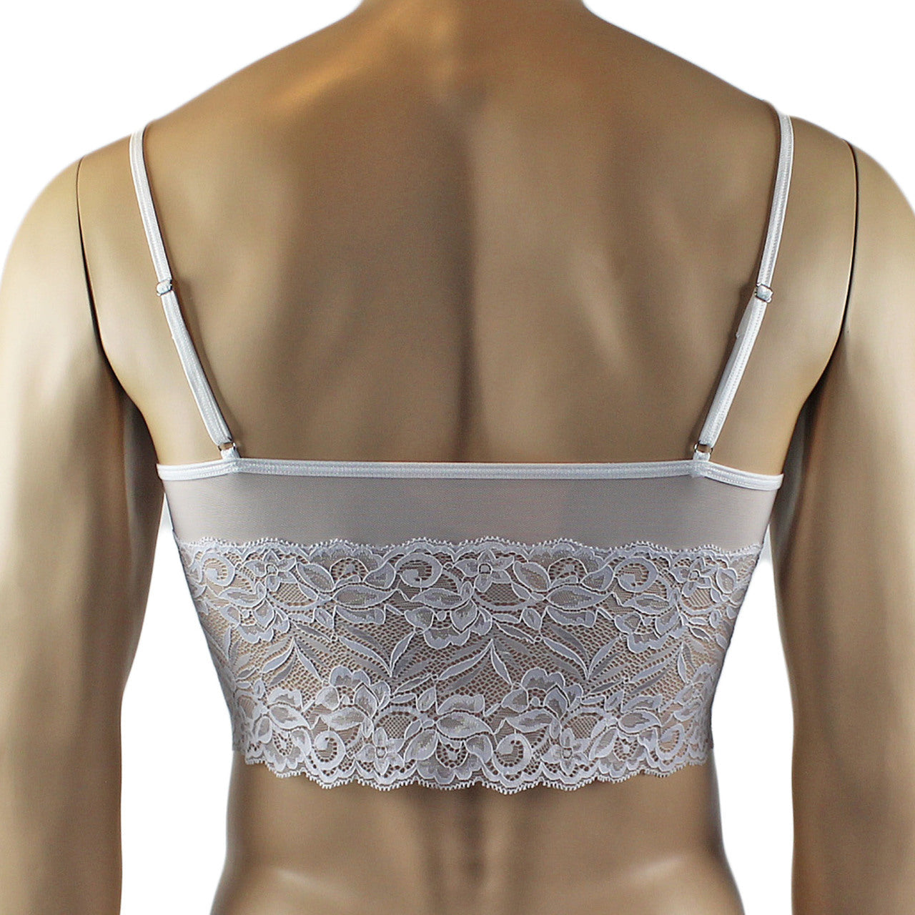 Mens Sexy Lace Camisole Top and Pouch G string (white plus other colours)