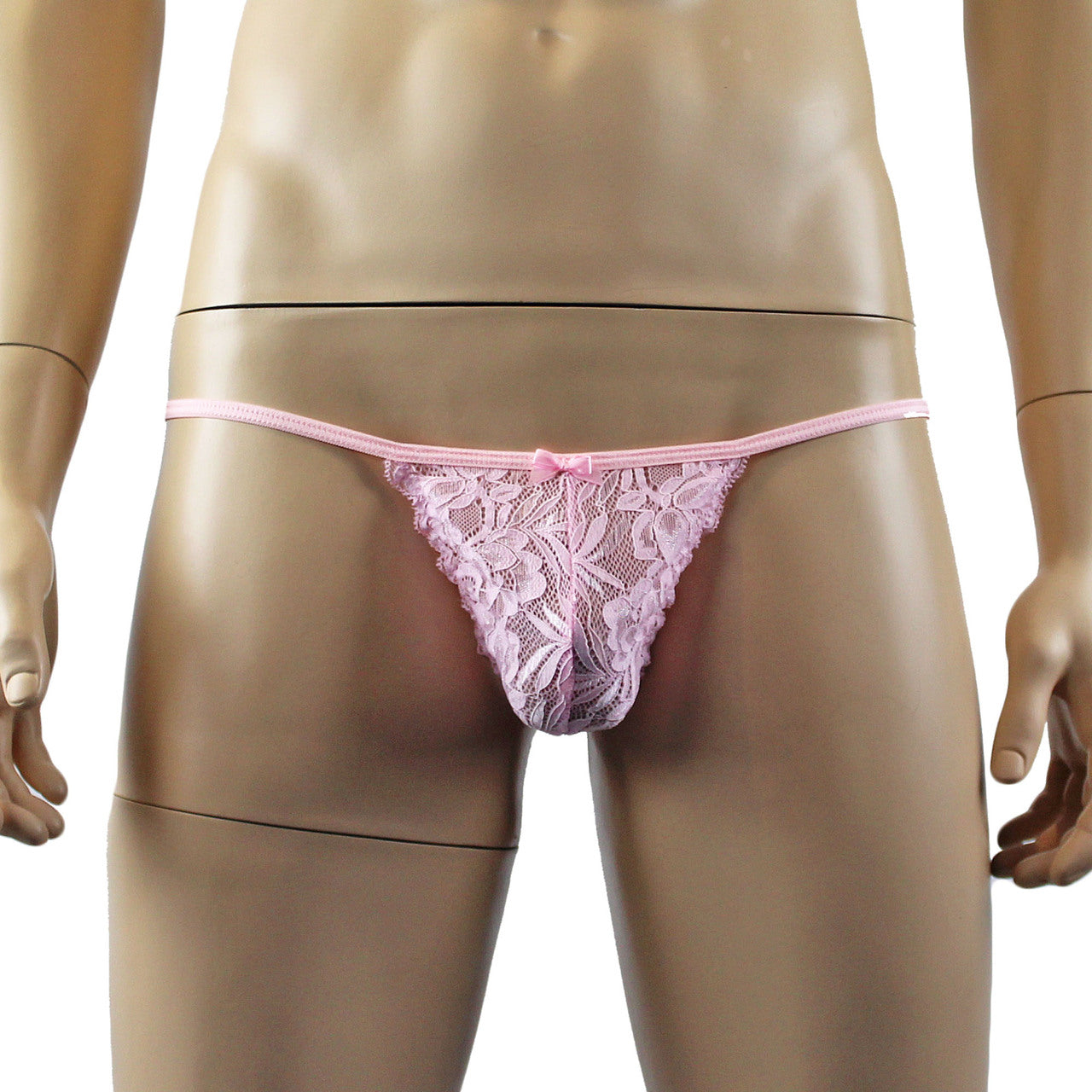 Mens Kristy Lingerie Lace Bra Top BR04G and Pouch G string Light Pink