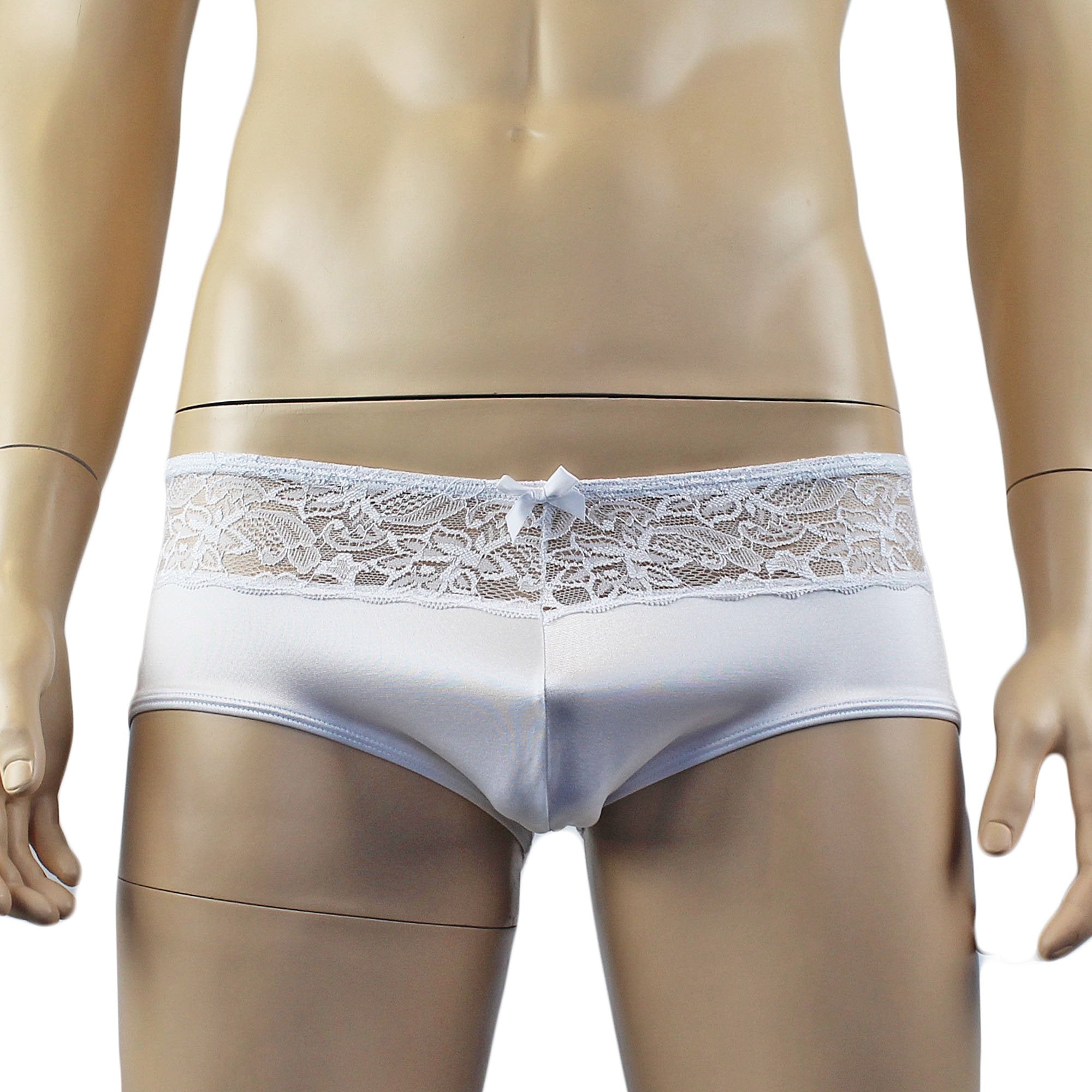Male Romance Stretch Spandex Mini Babydoll Camisole & Briefs for Lingerie Men White or Black