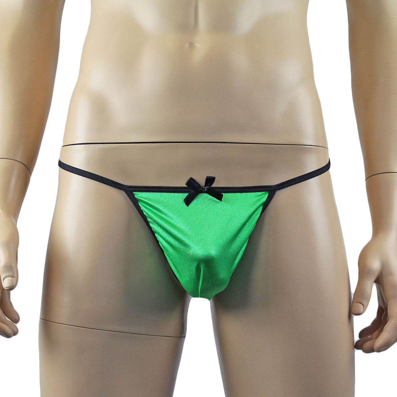 Mens Risque Stretch Spandex Pouch G string with Bow (green plus other colours)