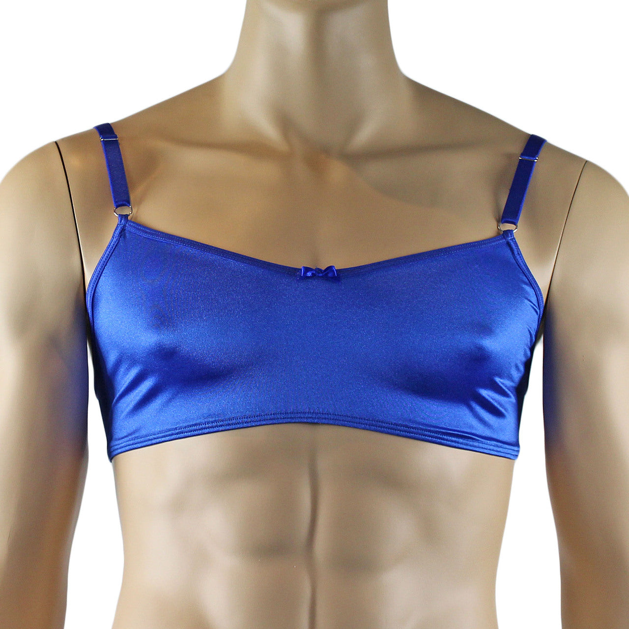 Mens Jenny Shiny Spandex Bra Top with Adjustable Straps (blue plus other colours)