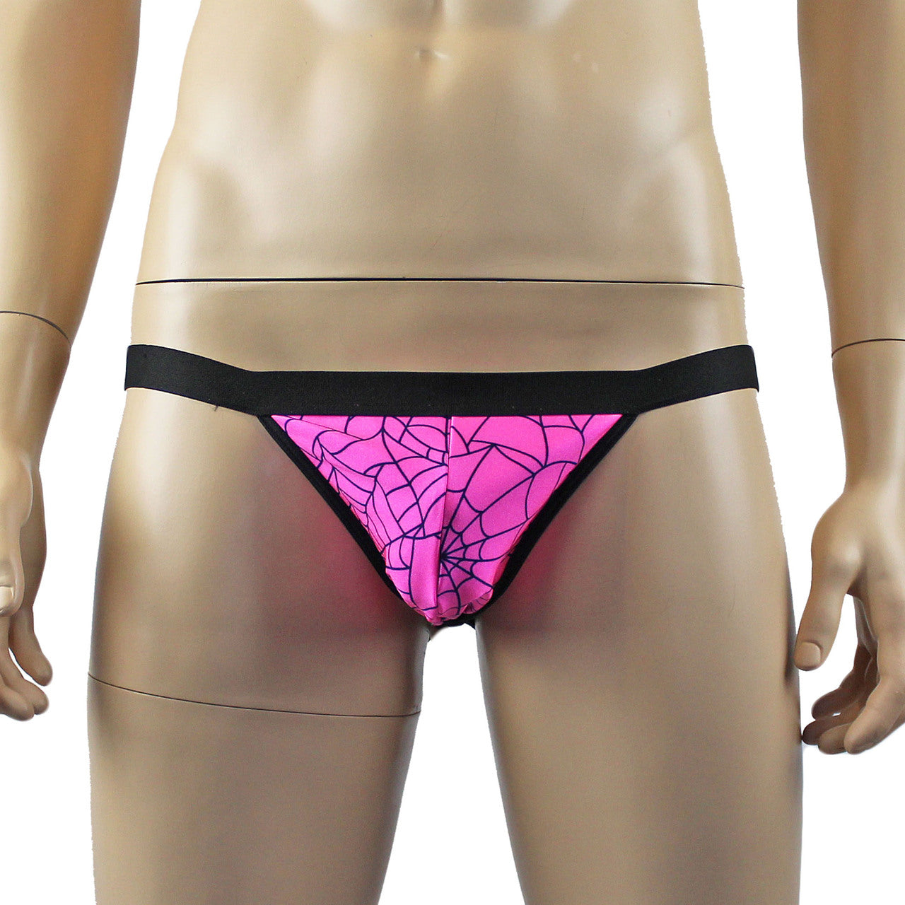 Mens Spider Web G string Thong with Band Hot Pink