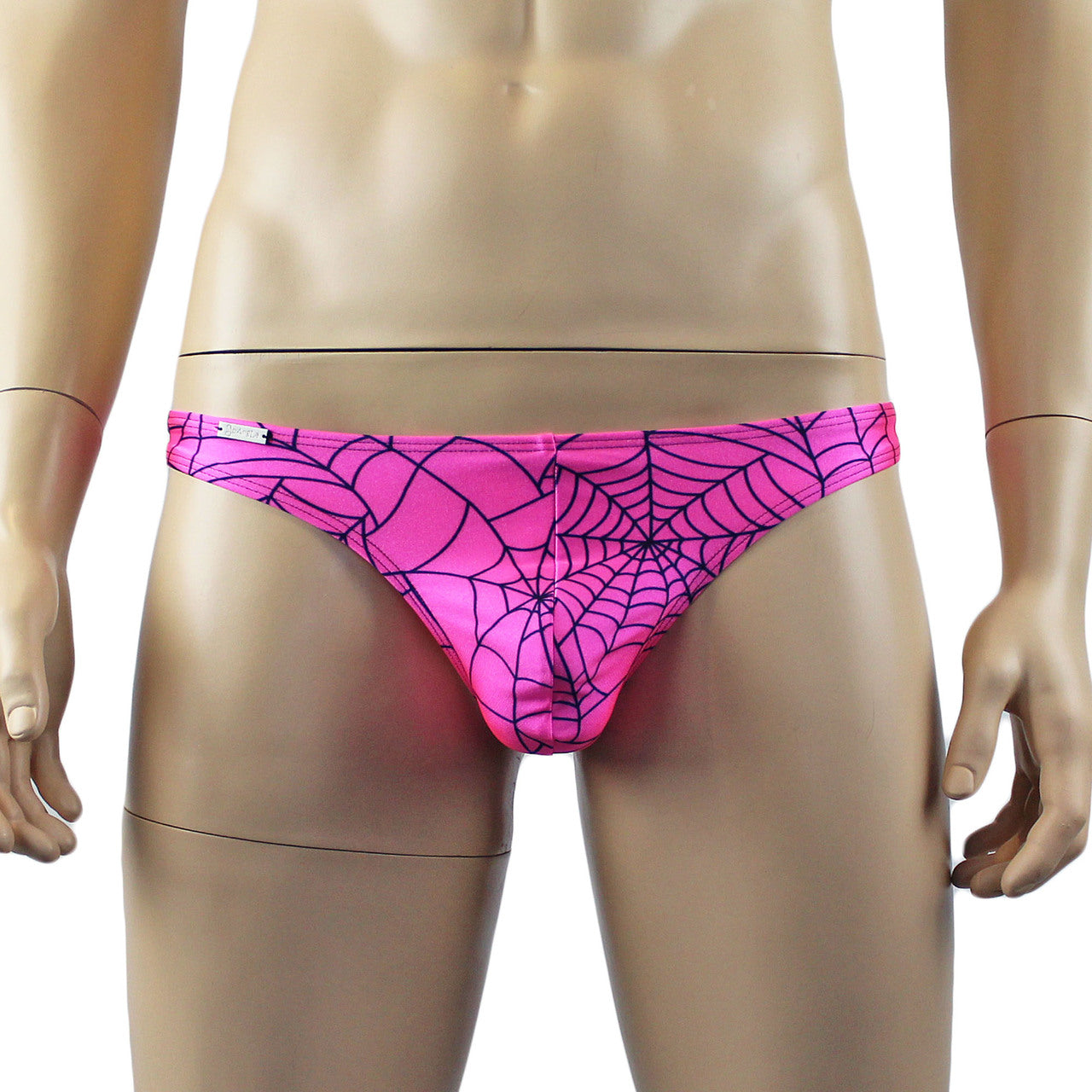 Mens Spider Web Mini Thong Hot Pink