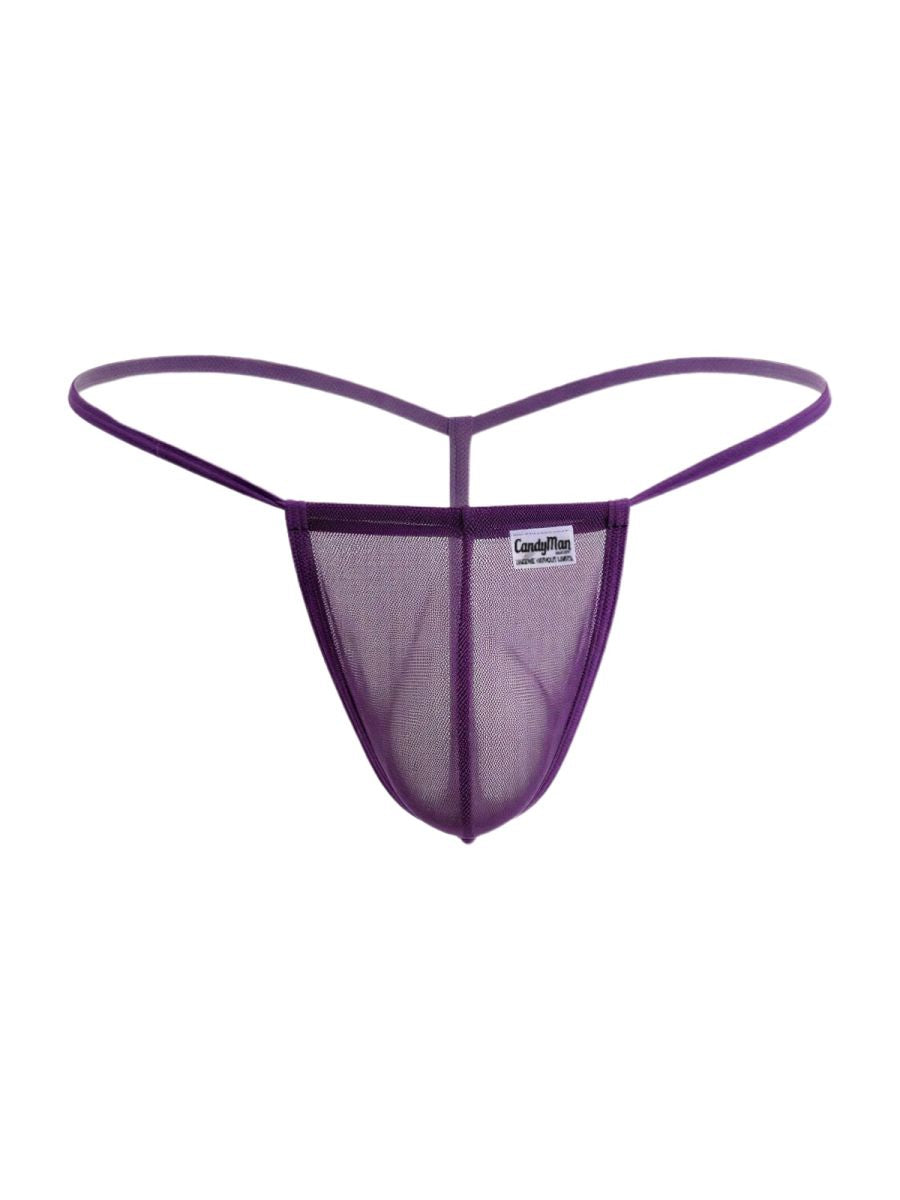 CandyMan 9586 Mens Sexy G-string Thong Purple Mesh
