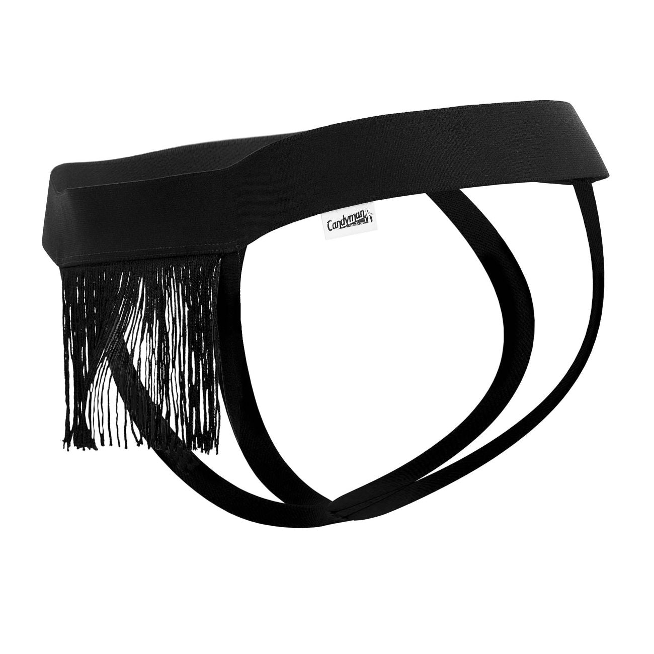 CandyMan 99755 Fringe Open Front Thongs Black