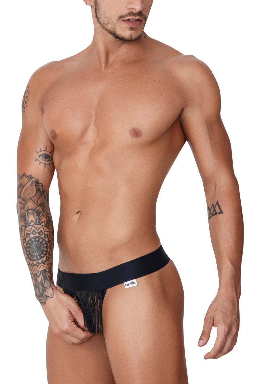 CandyMan 99755 Fringe Open Front Thongs Black