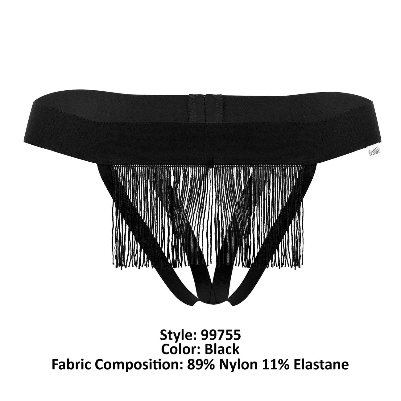CandyMan 99755 Fringe Open Front Thongs Black