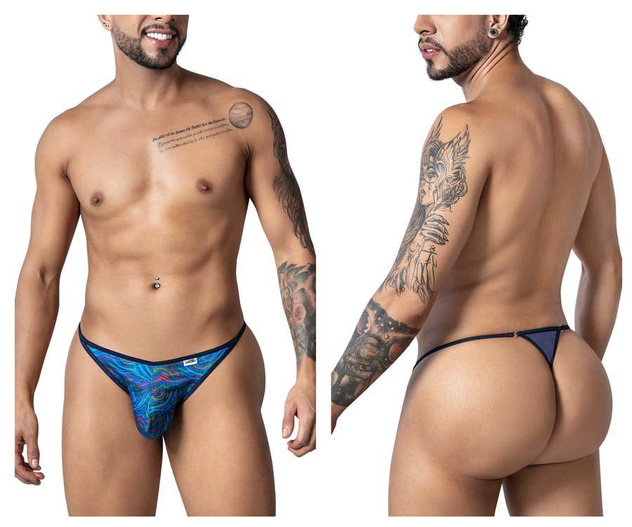 CandyMan 99875 Mens Seawater Breathable Mesh Thongs Plus Sizes Multicolor Print