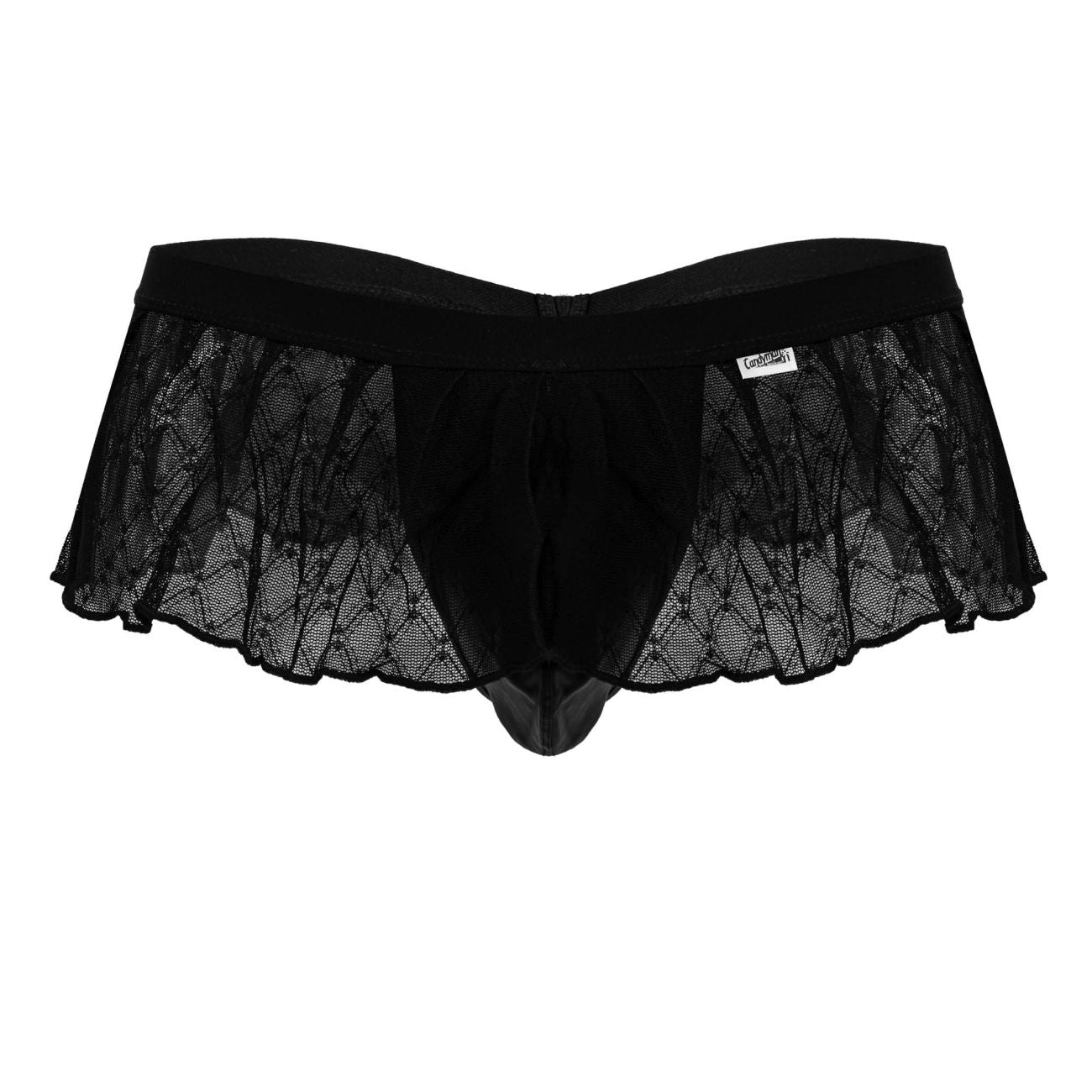 CandyMan 99901 Mens Geometric Playful Mesh Skirt Thongs Black