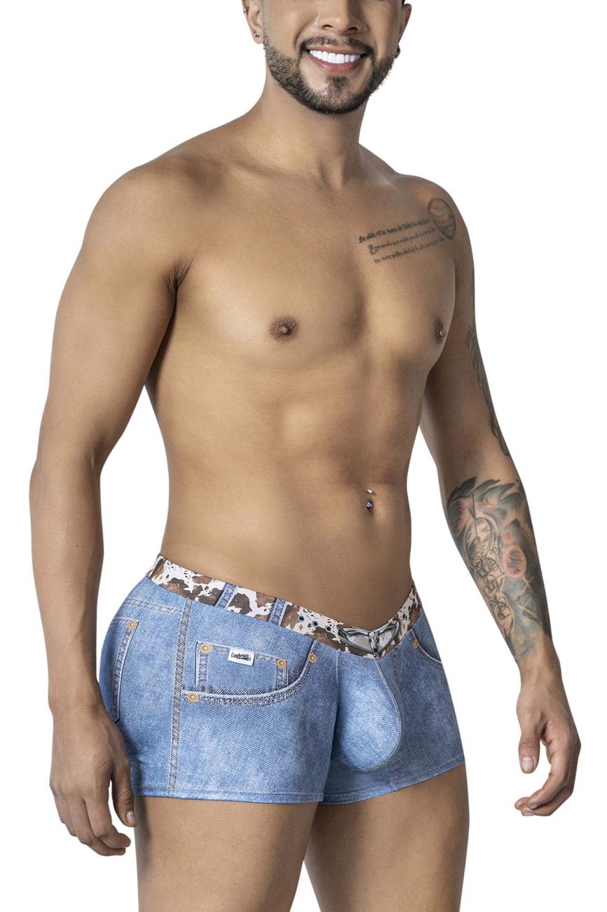 CandyMan 99904 Cowboy Mens Denim Animal Print Trunks Blue