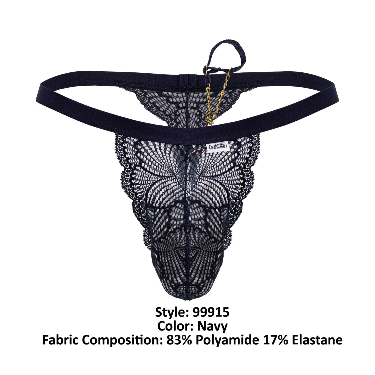 CandyMan 99915 Mens Sexy Lace Thongs Navy